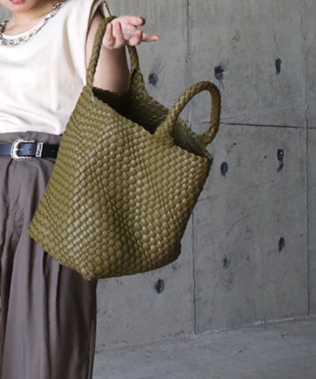 leather braid bucket-bag & pouch　hm1590