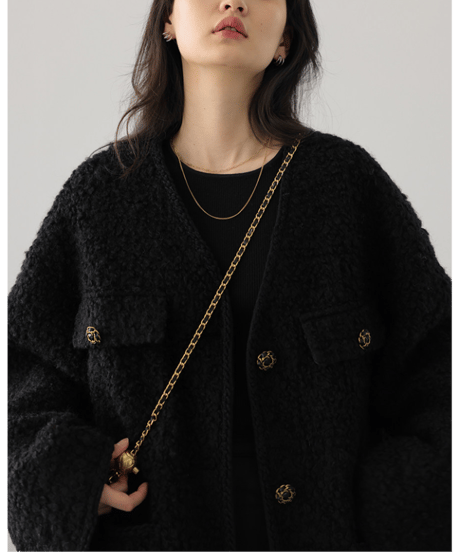tweed trim jacket / 2color　hm2711