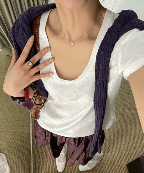 relax u-neck tee / 2color　hm2398
