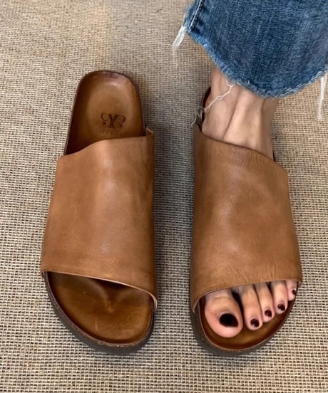 leather slide sandals / 2color　hm2374