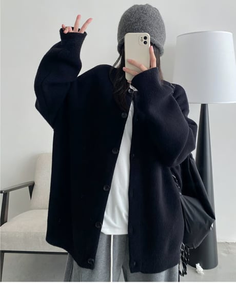 oversize crewneck cardigan / 2color　hm2714