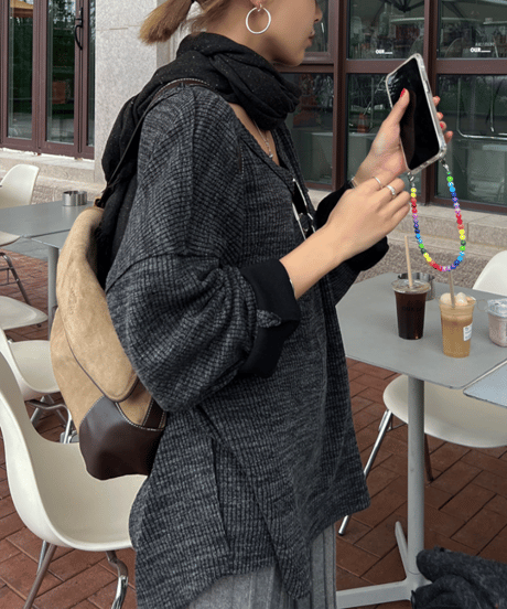v-neck knit top / 2color　hm1129