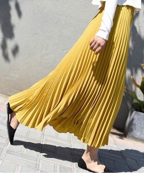 pleated long skirt / 9color　hm2133