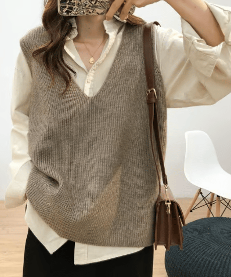 v-neck knit vest / 4color　hm2611
