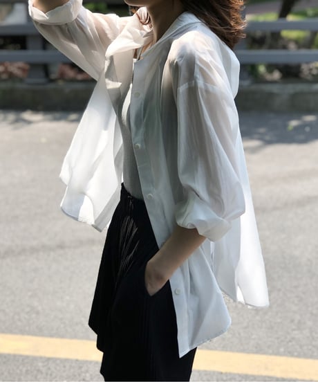 sheer open back shirt / 2color　hm1365