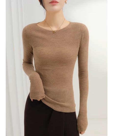 herringbone knit shirts / 4color　hm2781
