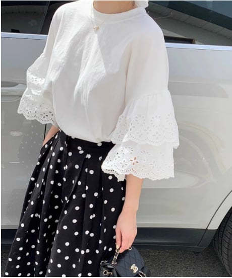 lace sleeve top / 2color　hm2943