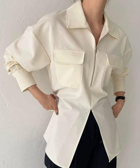 front slit half-zip shirt / 2color　hm1962