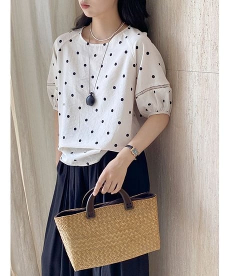 dot airy blouse / 2color　hm2402