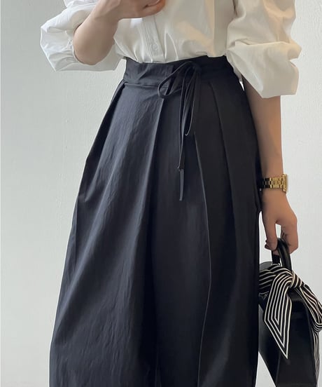 waist ribbon tuck wide pants / 3color　hm1716