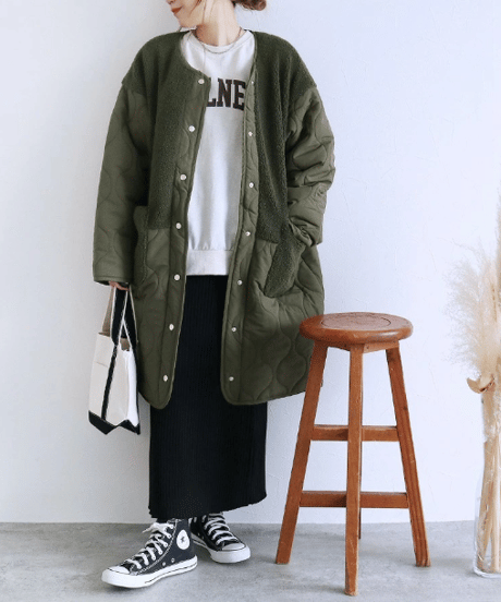 hybrid quilted coat / 3color　hm2570