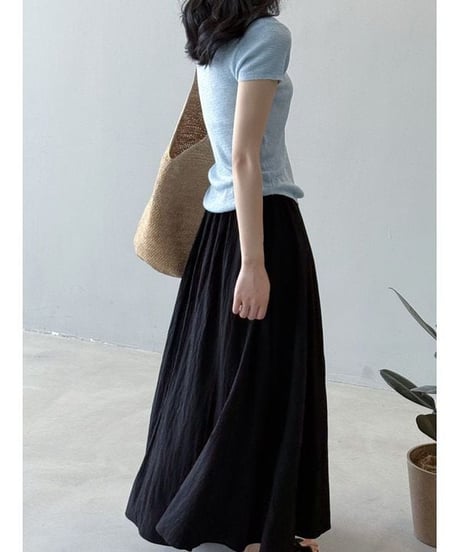 pleated maxi skirt / 4color　hm2324