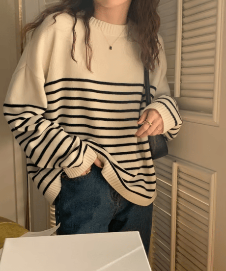 stripe knit top　hm2554