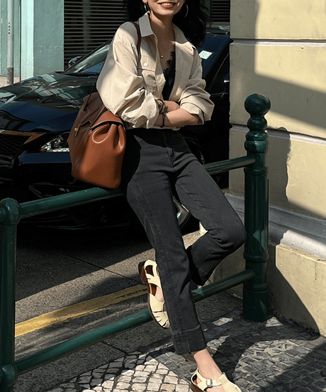 semi-flared denim pants / 2color　hm1300
