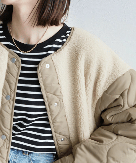 hybrid quilted coat / 3color　hm2570