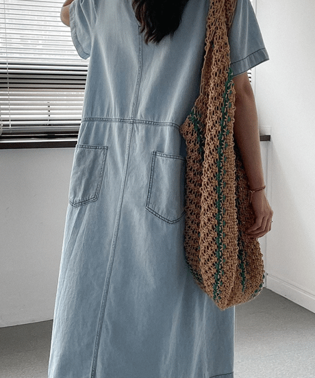 denim midi dress / 2color　hm2860