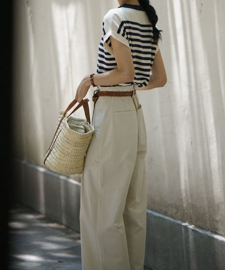 french sleeve border top　hm2218