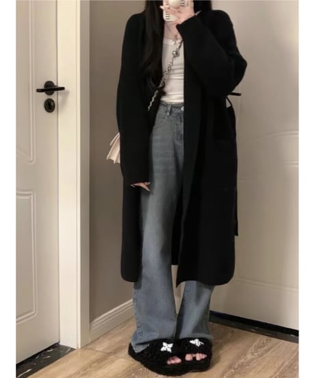 long knit cardigan / 5color　hm2676