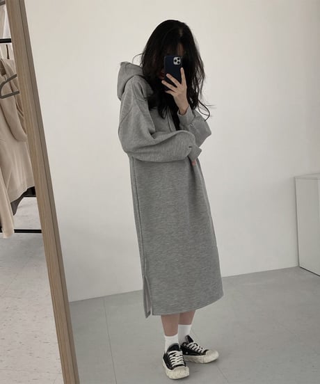 oversized hoodie dress / 4color　hm2628