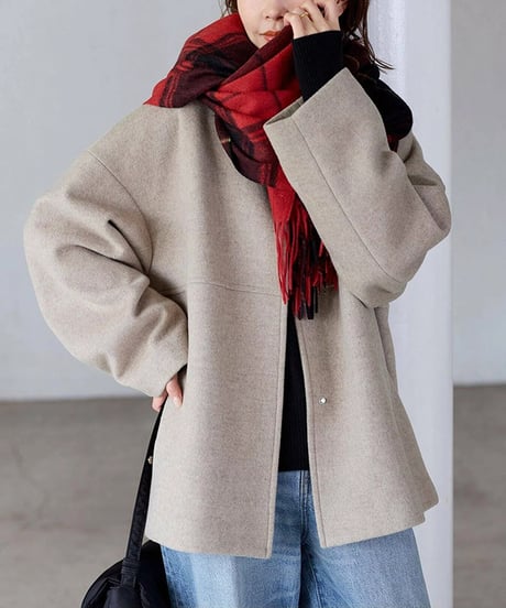 collarless short jacket / 4color　hm2624
