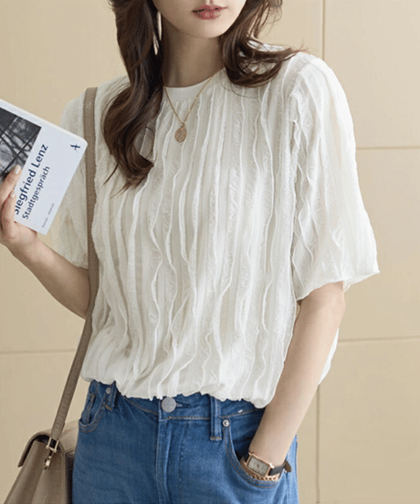sheer pleated top / 2color　hm2969