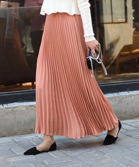 pleated long skirt / 9color　hm2133