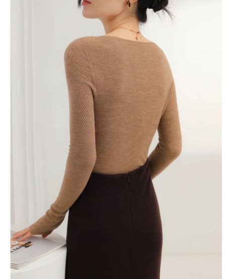 herringbone knit shirts / 4color　hm2781