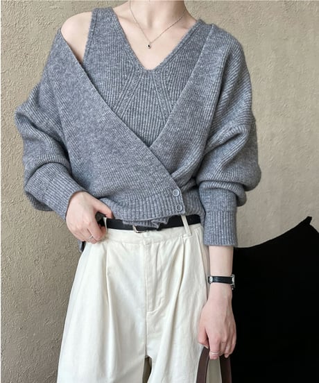 design knit top set / 2color　hm1824