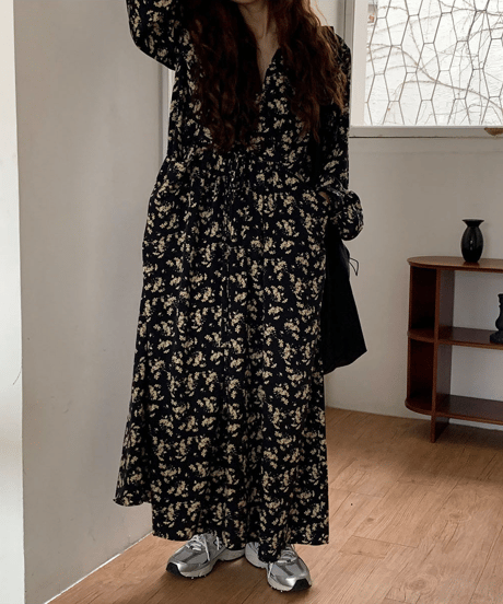 v-neck floral dress / 2color　hm2914