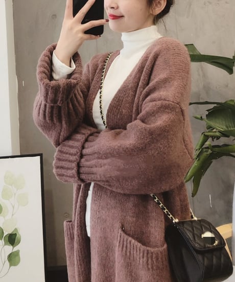 oversized long cardigan / 4color　hm2701