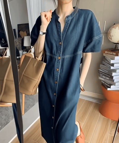 denim button dress　hm2924