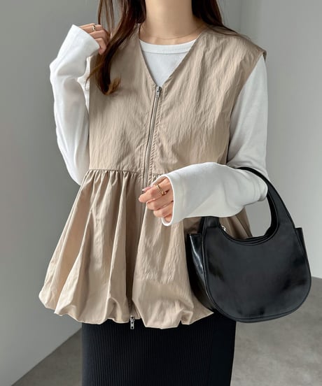 peplum zip-up vest / 3color　hm2572