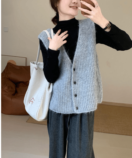 warm knit vest / 3color　hm2779