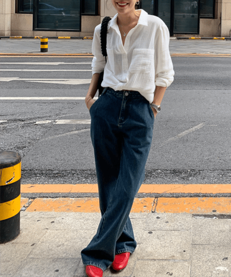 straight denim pants / 2color　hm1172