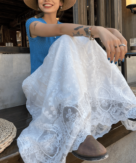 flower lace skirt / 2color　hm1501
