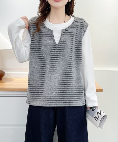 layered stripe top / 2color　hm2610