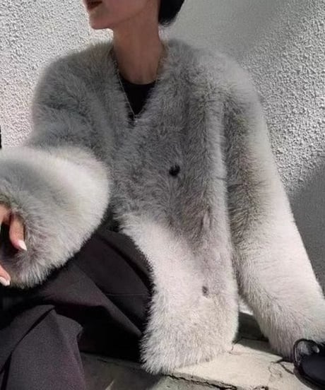 fake fur double coat / 4color　hm1796