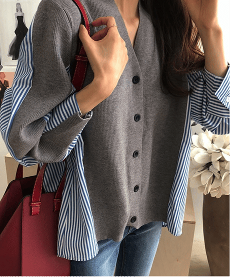docking knit cardigan / 2color　hm2780