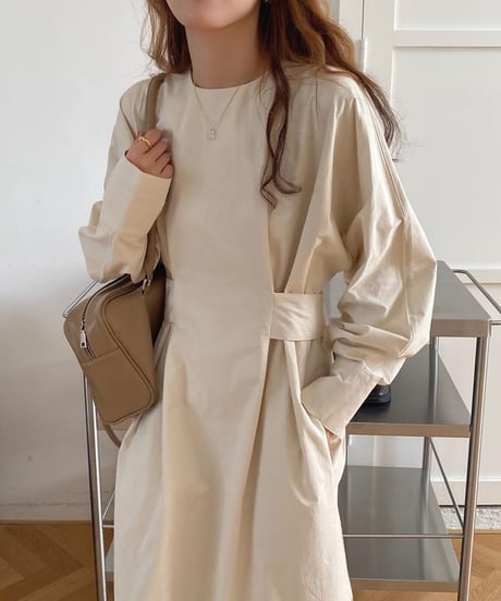 waist tuck side slit dress / 3color　hm1742