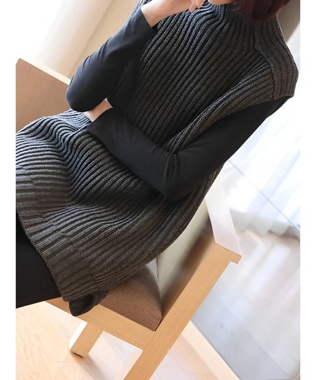 knit vest mini dress / 2color　hm1972
