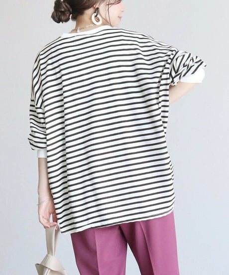 oversized border top / 3color　hm2645