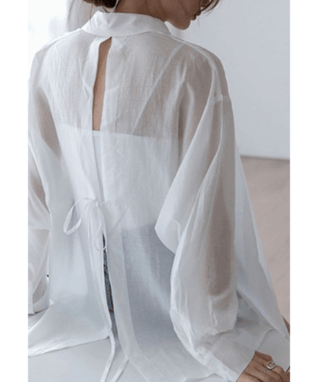 ribbon sheer shirt / 2color　hm2878
