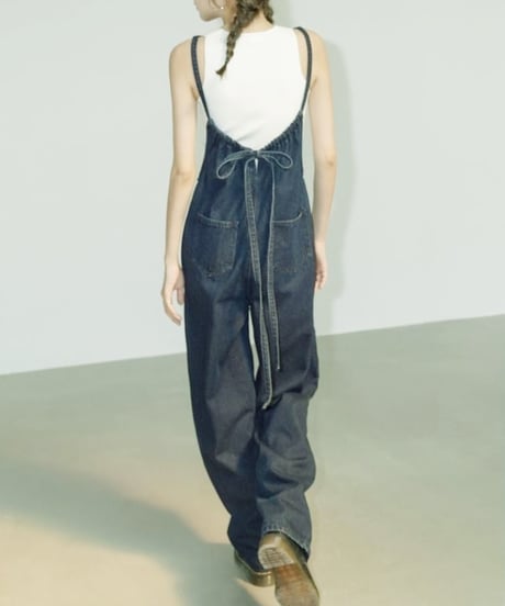 back ribbon denim overalls　hm2111