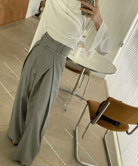 tuck wide slacks / 2color　hm2822