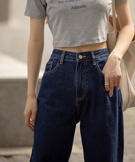 high waist straight jeans pants　hm2001