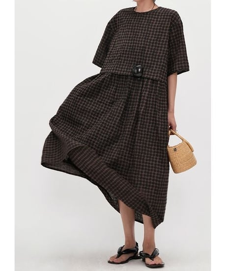check gathered dress　hm2294