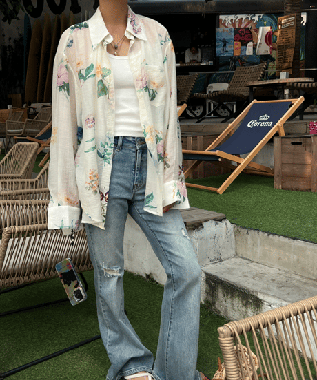 botanical sheer shirt / 2color　hm1882