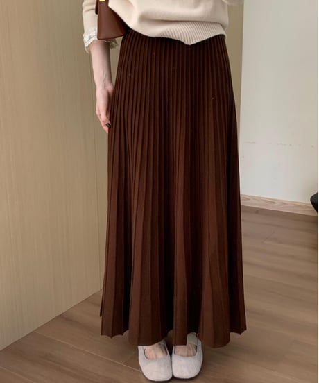 pleated knit skirt / 4color　hm2717