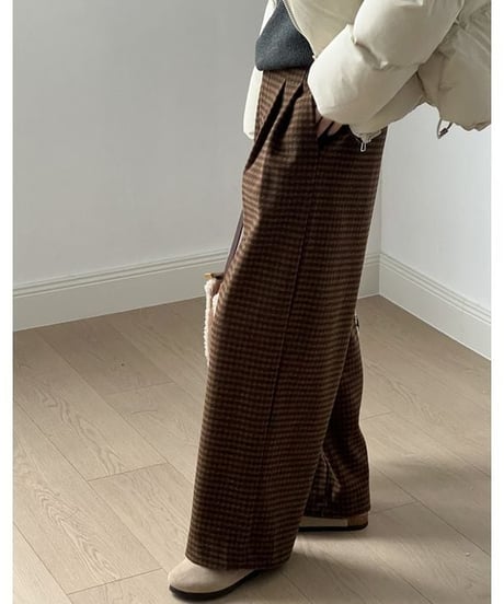 check wide pants / 2color　hm1782