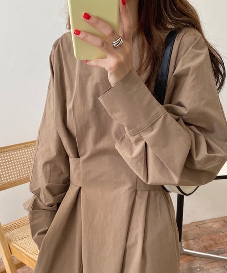 waist tuck side slit dress / 3color　hm1742